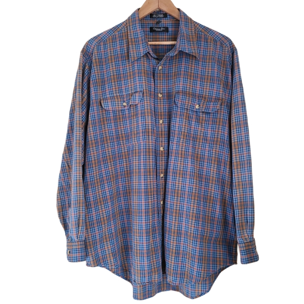 christian dior monsieur plaid buttondown shirt